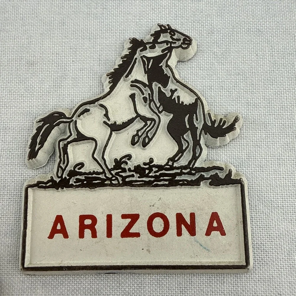 Vintage Arizona Magnets Travel Souvenir Roadrunner Horses Gift‎ Set Of 2